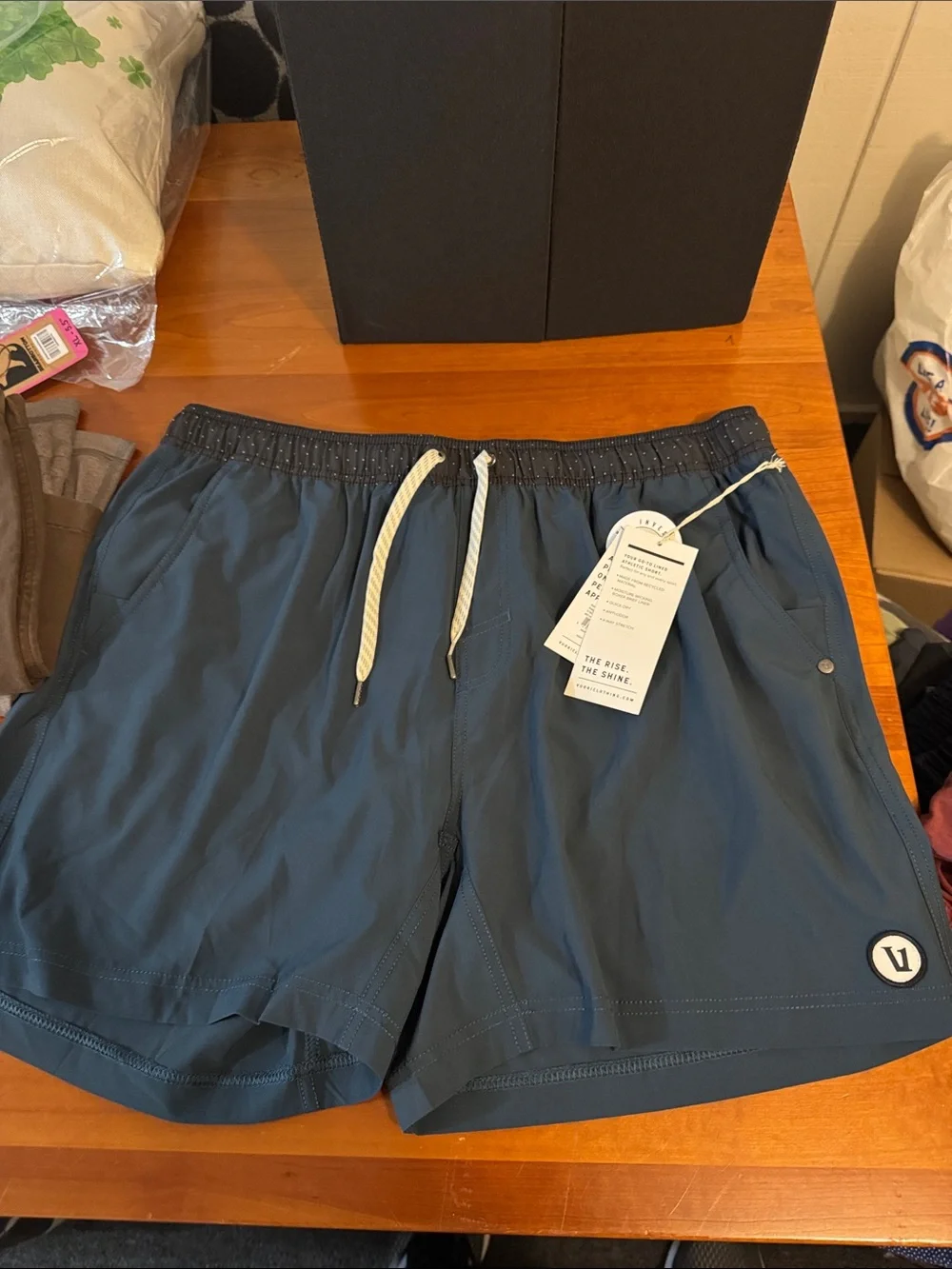 Vuori Men's Navy Lined Shorts with Drawstring -